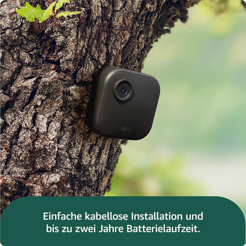 Blink Outdoor 4 Überwachungskamera-Set – 2 Außenkameras + Mini 2K+ Innenkamera inkl. Sync Module Core